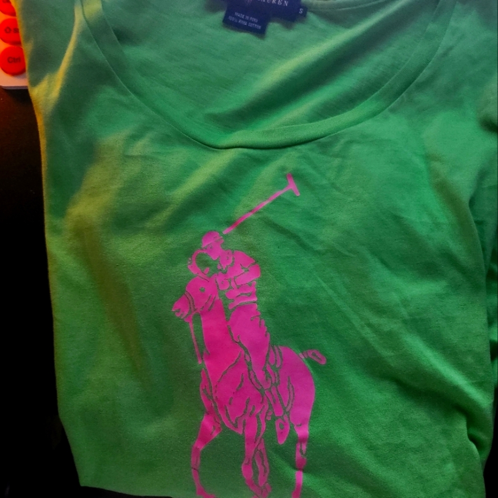 *RARE* Ralph Lauren vintage Big polo horse logo green Long Sleeved Shirt Size Sm
